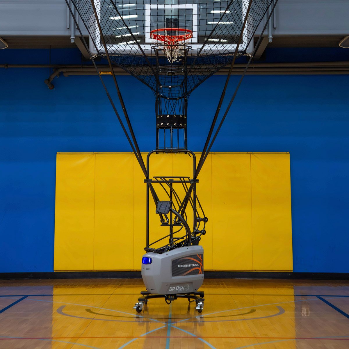 Rebel+ in Gym Under Basketball Hoop