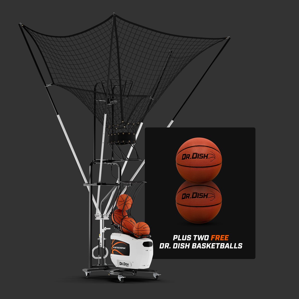 Dr. Dish Home Basketball Shooting Machine  - Two Free Dr. Dish Basketballs Offer