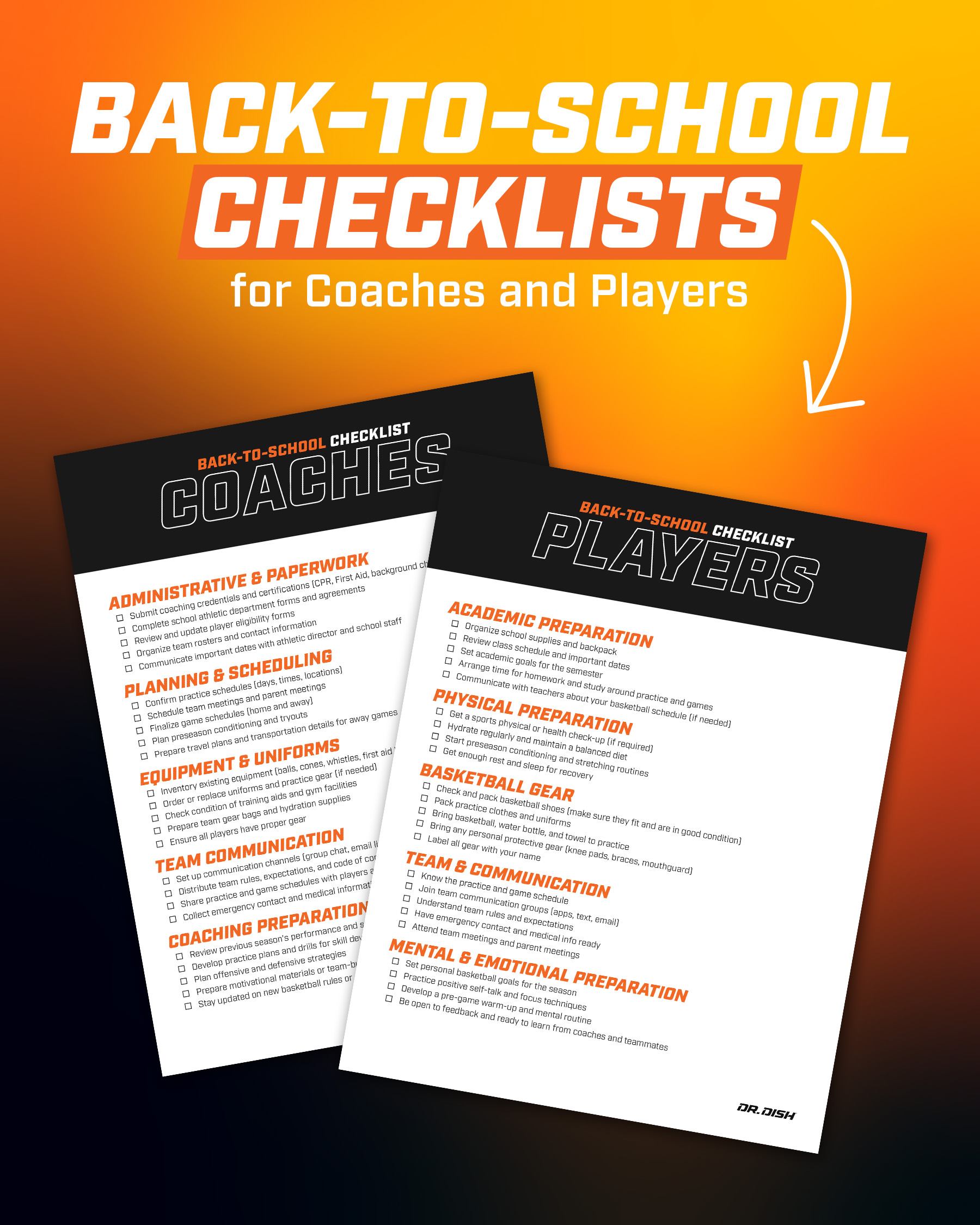 Dr. Dish Basketball Back-to-School Checklist for Players and Coaches